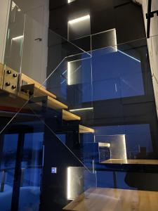 布科维纳-塔钱斯卡Leśny Wierch的玻璃墙的楼梯反射