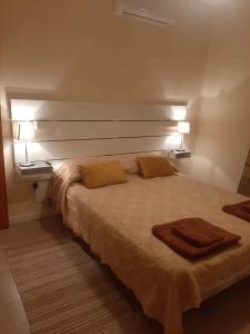 皮斯索里Klimataria B2的一间卧室配有一张床,上面有两条毛巾