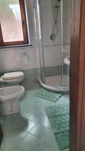 伊斯基亚La Casetta nel Bosco的带淋浴、卫生间和盥洗盆的浴室