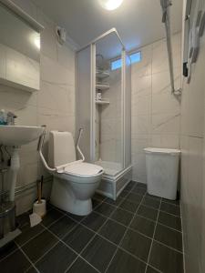 兰斯克鲁纳BRABO的浴室配有卫生间、淋浴和盥洗盆。