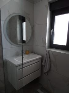 NovskaApartman Dabrović的一间带水槽和镜子的浴室