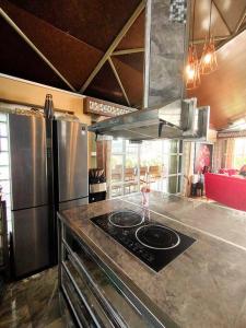 LocsinThe Panorama Penthouse Daraga的厨房配有炉灶和冰箱