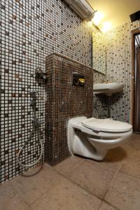 迈索尔moriz inn的一间带卫生间和水槽的浴室