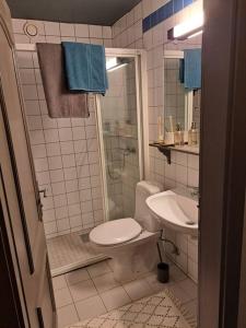 贝特斯托尔Nydelig utsikt, hotell-følelse的一间带卫生间和水槽的浴室