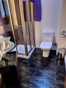 阿尔切纳索尔地中海酒店的带淋浴、卫生间和盥洗盆的浴室