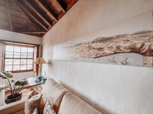 圣克鲁斯-德拉帕尔马Casa La Encarnación的客厅配有沙发和墙上的绘画