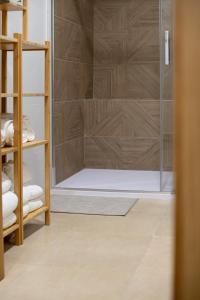 穆特克萨梅尔Felipe Antón Suites的浴室里设有玻璃门淋浴