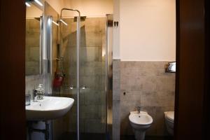 布林迪西La Terrazza sul Tempio的一间带水槽、淋浴和卫生间的浴室