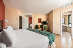 巴达霍斯Hotel Rio Badajoz的卧室配有一张白色大床