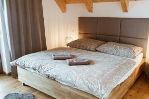 斯塔拉·里斯拉Villa Štít Stará Lesná的一间卧室配有一张带两个枕头的床