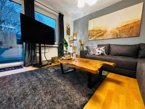 埃森stilvoll-mit Balkon- zentral - Netflix-Nespresso的带沙发和电视的客厅
