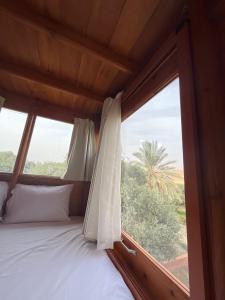 ‘Ezbet IlyâsMangrove Camp Fayoum的窗户客房内的一张床位