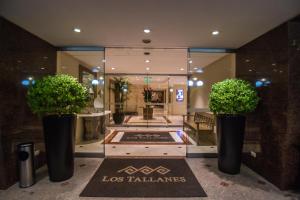 利马Los Tallanes Hotel & Suites的大厅,在大楼里放两盆植物