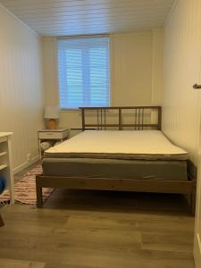 哈尔登New 2 bed room apartment in Halden的一间带床的卧室,位于带窗户的房间内