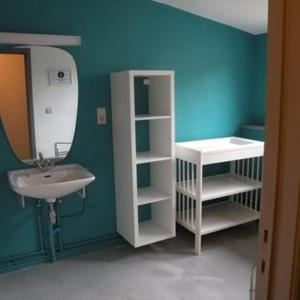 Olloy-sur-ViroinCentre Louis Delobbe的浴室配有盥洗盆、镜子和盥洗盆