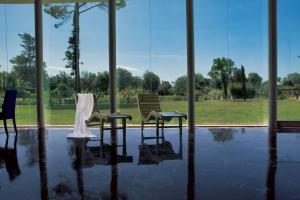 蒂勒尼亚TH Tirrenia - Green Park Resort的两把椅子坐在地板上水的房间