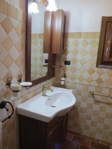 多尔加利Casa in campagna的一间带水槽和镜子的浴室
