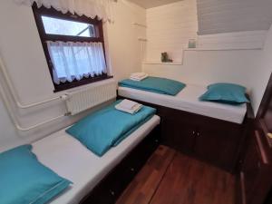 克拉尼斯卡戈拉Cosy Lake的小型客房 - 带2张床和窗户