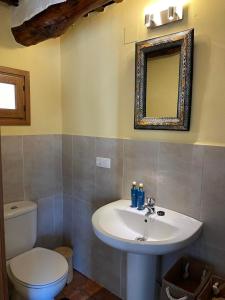 布维翁Casa de Alguaztar的一间带水槽、卫生间和镜子的浴室