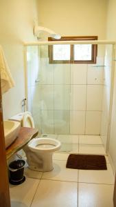 韦尔卡鲍Vila Clara do Capão的带淋浴、卫生间和盥洗盆的浴室