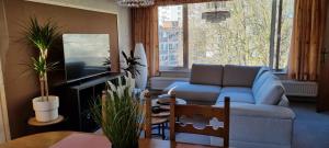 安特卫普SUPERB FLAT WITH 3 BEDROOMS PARKING AND BALCONy的带沙发和电视的客厅