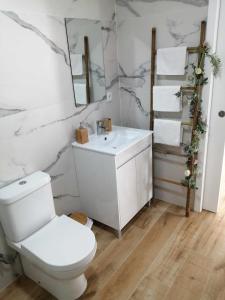 拉夫拉Casa de Praia Daniel的浴室配有白色卫生间和盥洗盆。