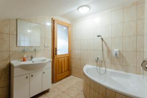 维塔诺瓦奥拉瓦酒店的带浴缸、水槽和浴缸的浴室