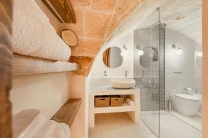 法萨诺[Exclusive - Suite] SPA con Idromassaggio Jacuzzi的客房内设有带水槽和淋浴的浴室
