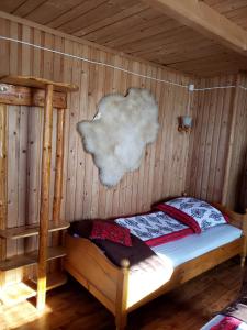 Białka TatrzanskaAgroturystyka u Marii的小木屋内一间卧室,配有一张床