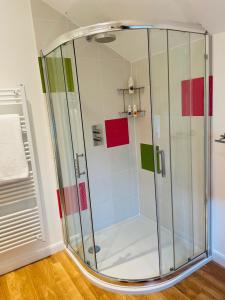 MayfieldMeadow View的浴室里设有色彩缤纷的瓷砖淋浴