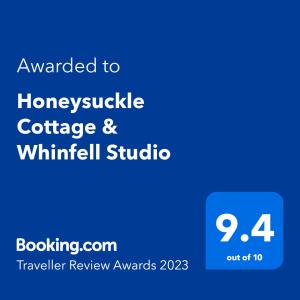 彭里斯Honeysuckle Cottage & Whinfell Studio的无法使用的小屋和虚拟工作室标志的屏幕截图