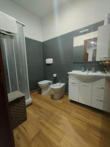 罗马Roma Grey Suite的浴室配有卫生间、盥洗盆和淋浴。