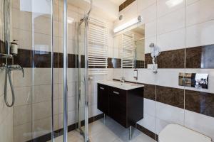 什恰夫尼察Apartamenty Eko的一间带水槽和淋浴的浴室