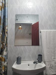 内罗毕Stellar 1-bedroom apartment in Madaraka Estate, Nairobi的一间带水槽和镜子的浴室