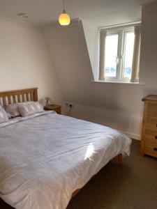 大雅茅斯Yare Quays River View的一间卧室设有一张大床和一个窗户。