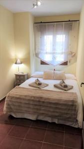 纳瓦塞拉达Apartamento en Navacerrada的一间卧室配有一张床,上面有两条毛巾