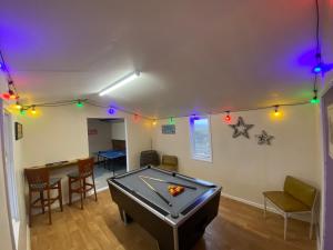 MinwearStags Hide的客厅配有台球桌和灯