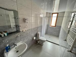 古多里Gudauri Hillsite的白色的浴室设有水槽和卫生间。