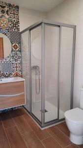格罗韦Casa rural en San Vicente de O Grove的带淋浴和卫生间的浴室