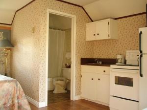 卡文迪西埃文利亚小屋酒店的一间带水槽和卫生间的厨房