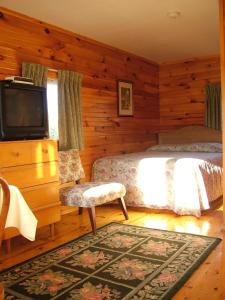 卡文迪西埃文利亚小屋酒店的一间卧室配有一张床和一台平面电视