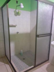 马那瓜Casa 114的浴室里设有玻璃门淋浴