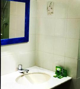 萨夸雷马POUSADA ARKAN BEACH的一间带水槽和镜子的浴室