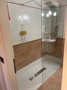 佩鲁贾Atelier Fuori Città的浴室里设有玻璃门淋浴