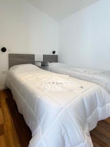 圣卡洛斯-德巴里洛切Complejo Duendes del Maiten的两张睡床彼此相邻,位于一个房间里