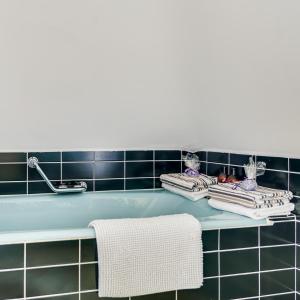 Vogelenzang德基维特度假屋的浴室配有毛巾和浴缸。