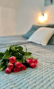 新鲁达Ruda Sowa的床上一束红玫瑰