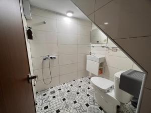 Hu-nei茄萣黄金海岸民宿的一间带卫生间和淋浴的小浴室