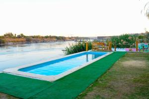 阿斯旺Fenti Nubian Resort的河畔绿地上的游泳池