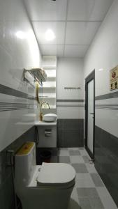 潘郎Phuong Linh Mini Hotel的一间带卫生间和水槽的浴室